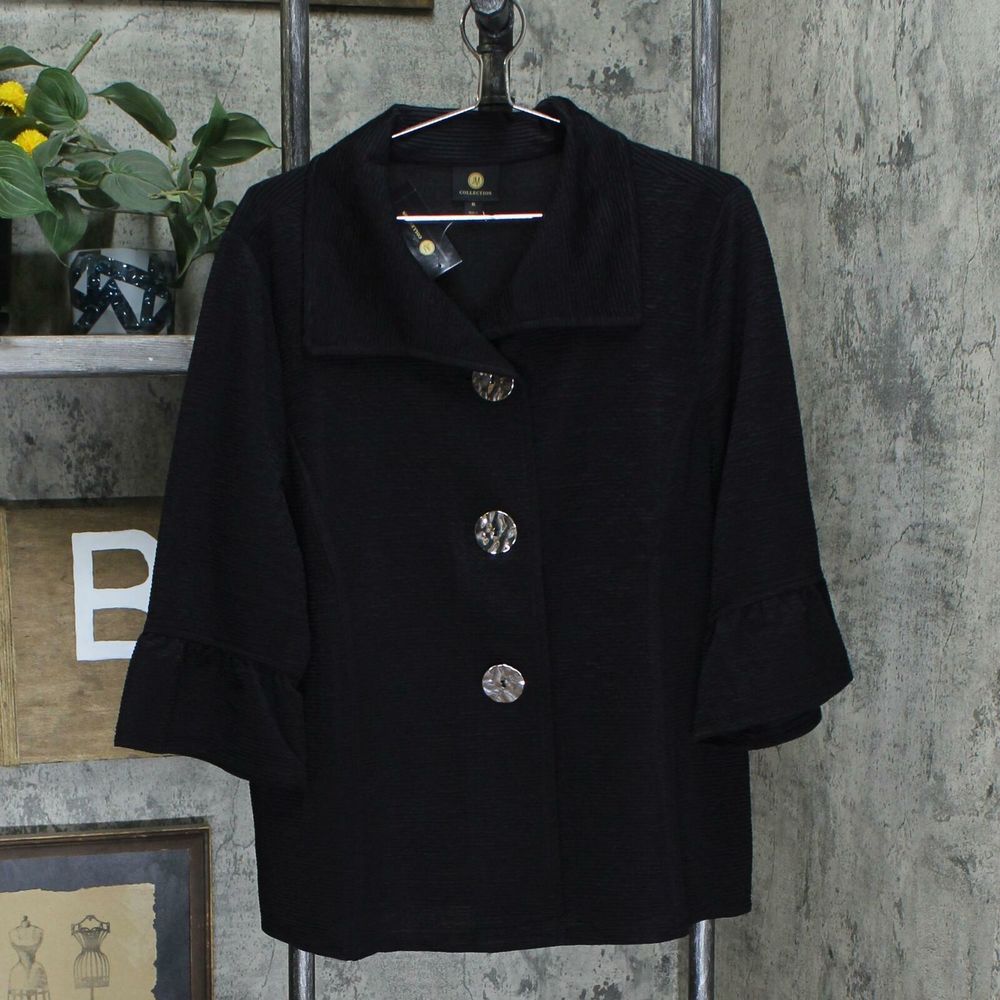 JM Collection Textured Three-Button Jacket,Large - Picture 8 of 9